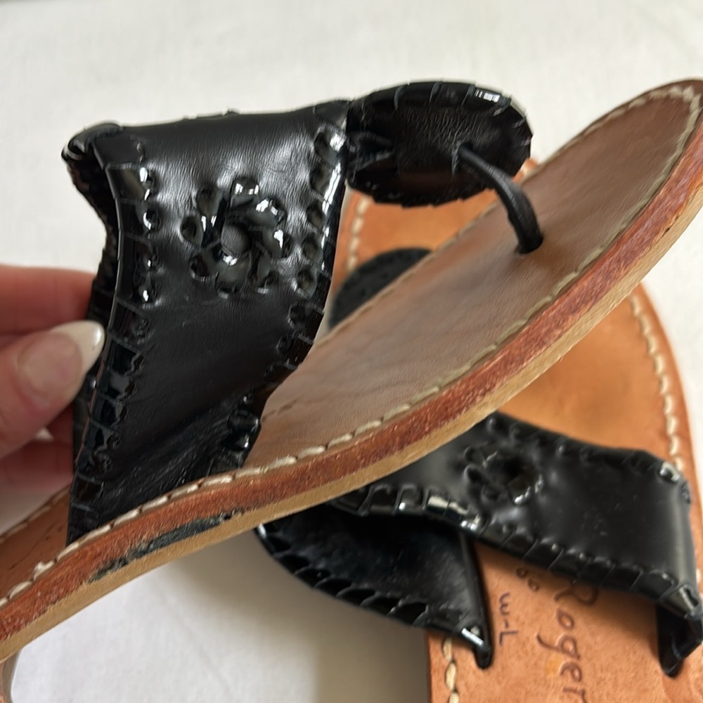 Jack Rogers Jack flat sandal in black patent leather - Picture 3 of 8